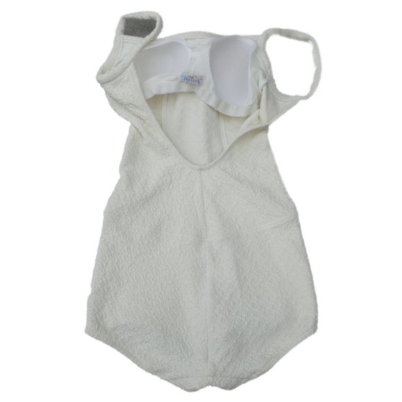 Vintage Jantzen Swimsuit Ecru Modesty Skirt Bra Cups Tummy Panel USA 12 - Picture 7 of 13